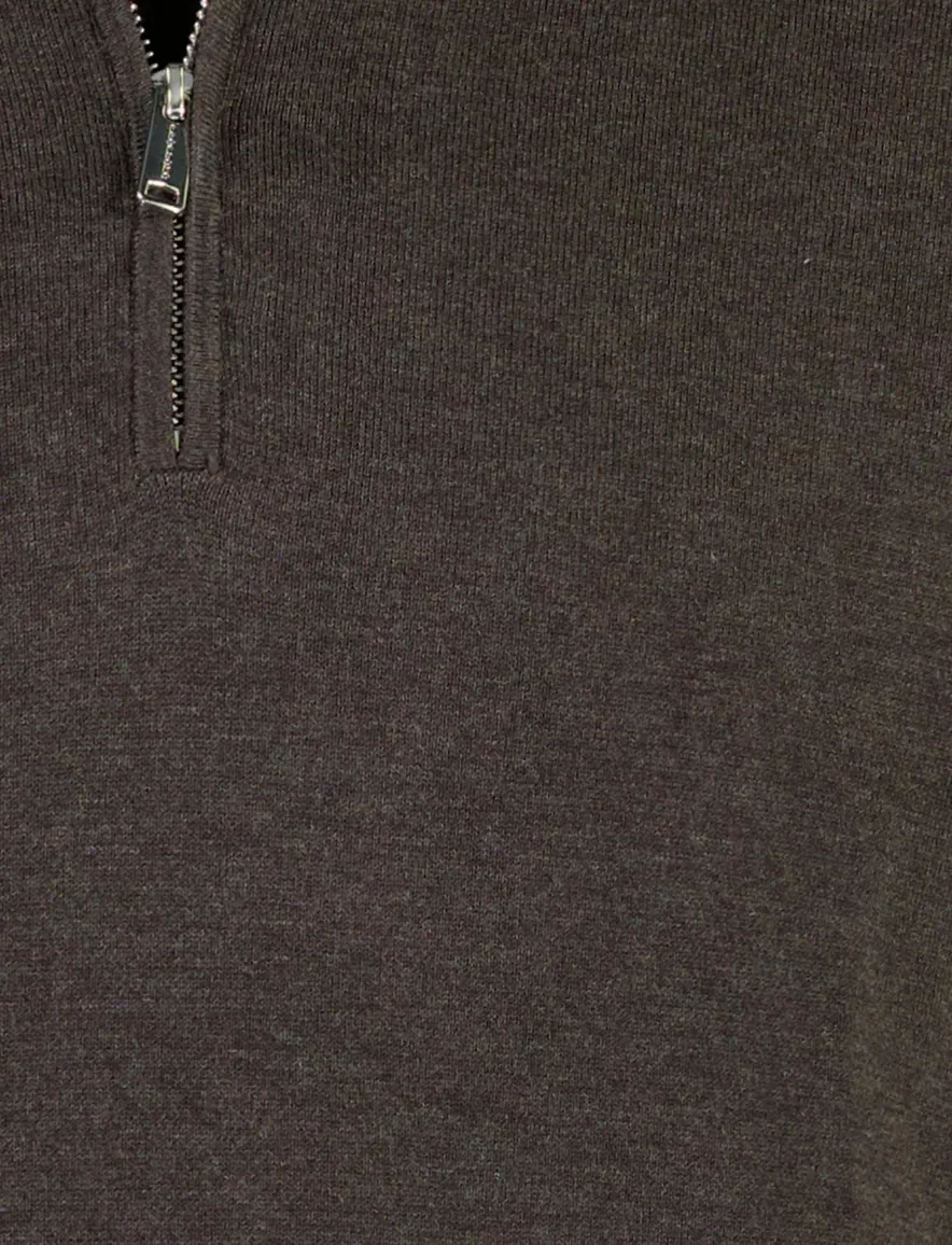 Profuomo trui half zip bruin