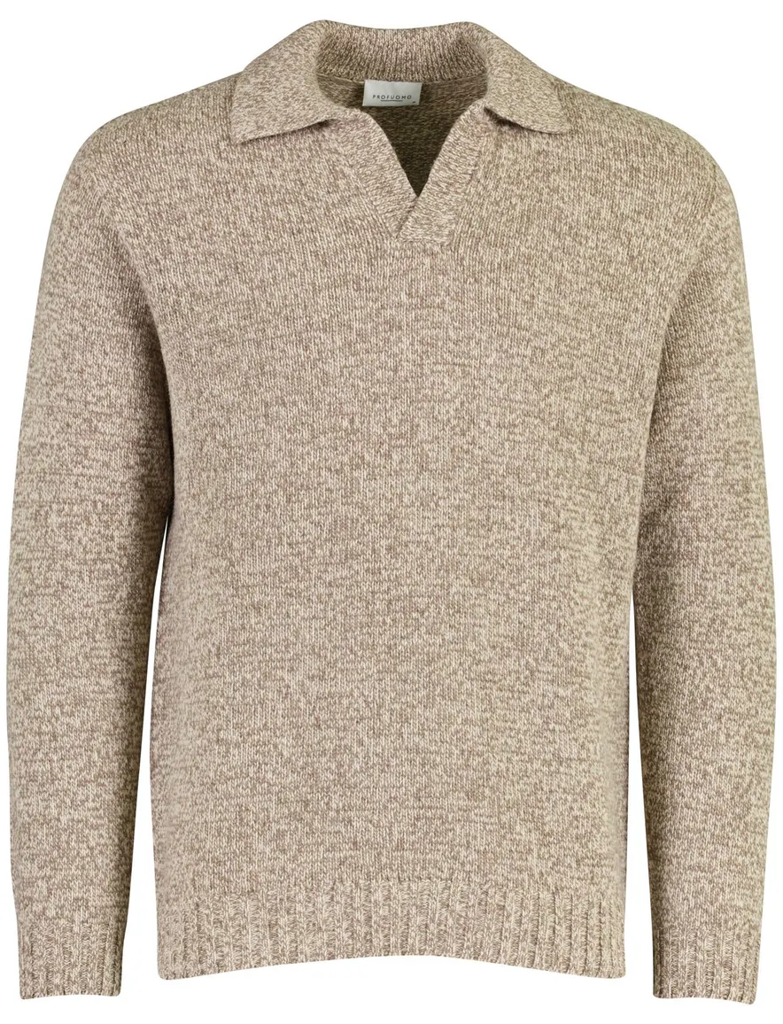 Profuomo trui beige gemêleerd met polokraag gebreid