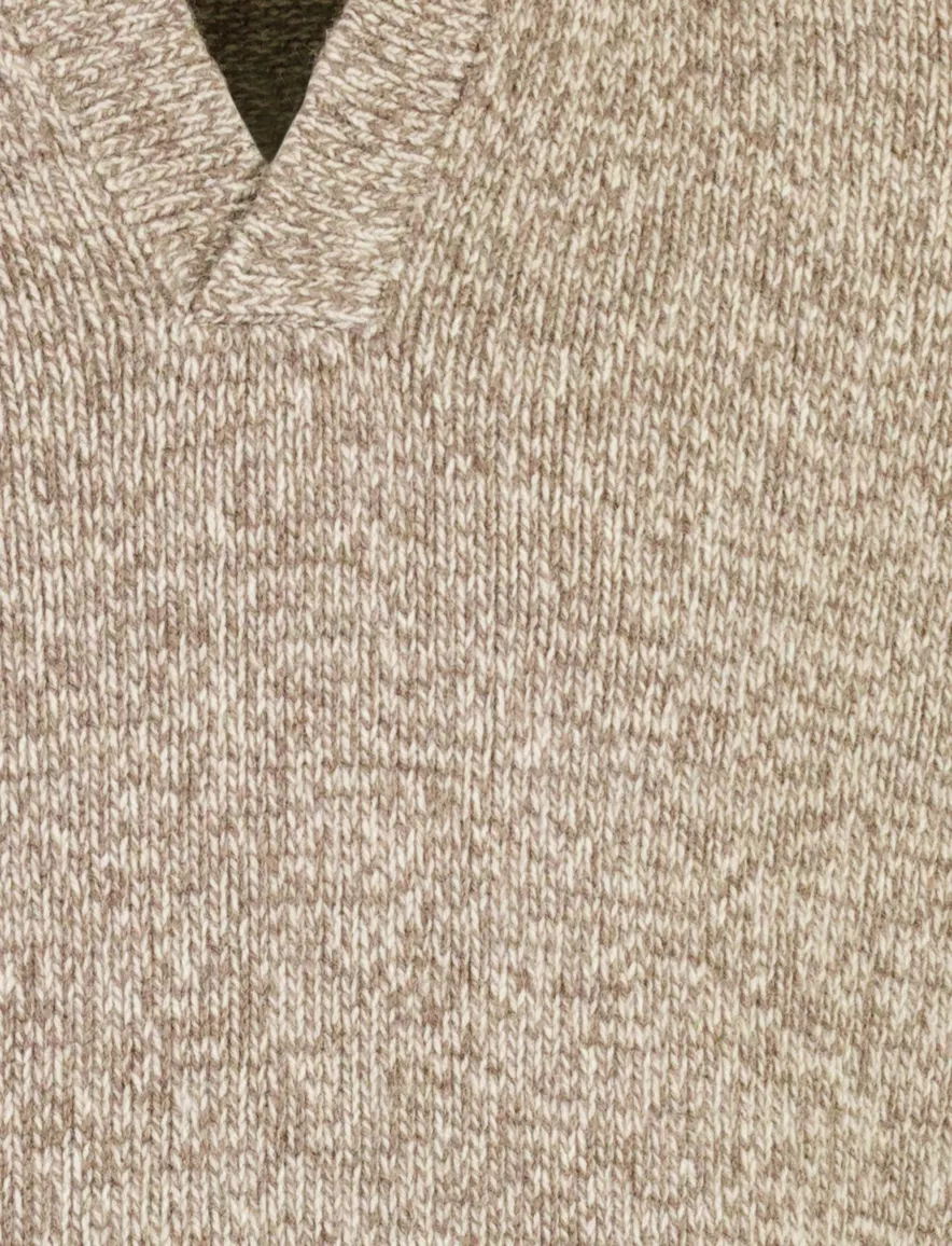 Trui Profuomo beige POLO OPEN COLLAR LS BROWN