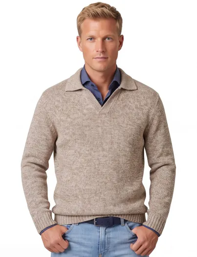Profuomo Trui Profuomo beige wol polokraag