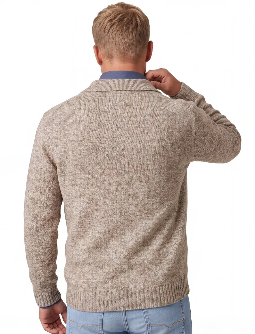 Profuomo trui beige gemêleerd met polokraag gebreid