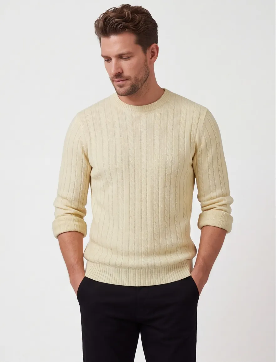 Trui Profuomo creme PULLOVER CREW NECK RAW WH