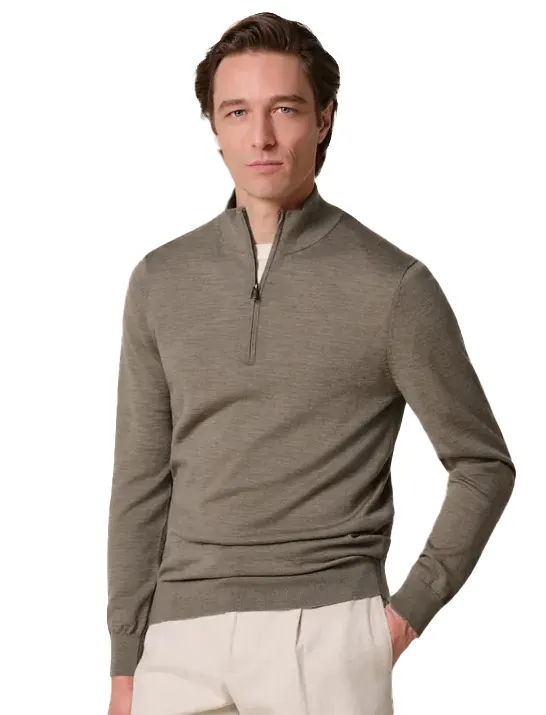 Trui Profuomo khaki merinowol