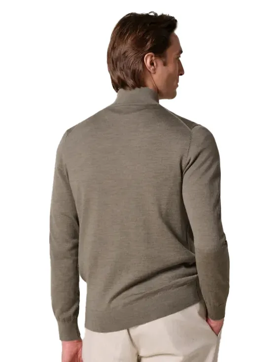 Trui Profuomo khaki PULLOVER HALF ZIP BROWN