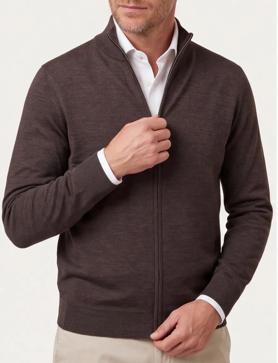 Profuomo vest bruin gemeleerd wol
