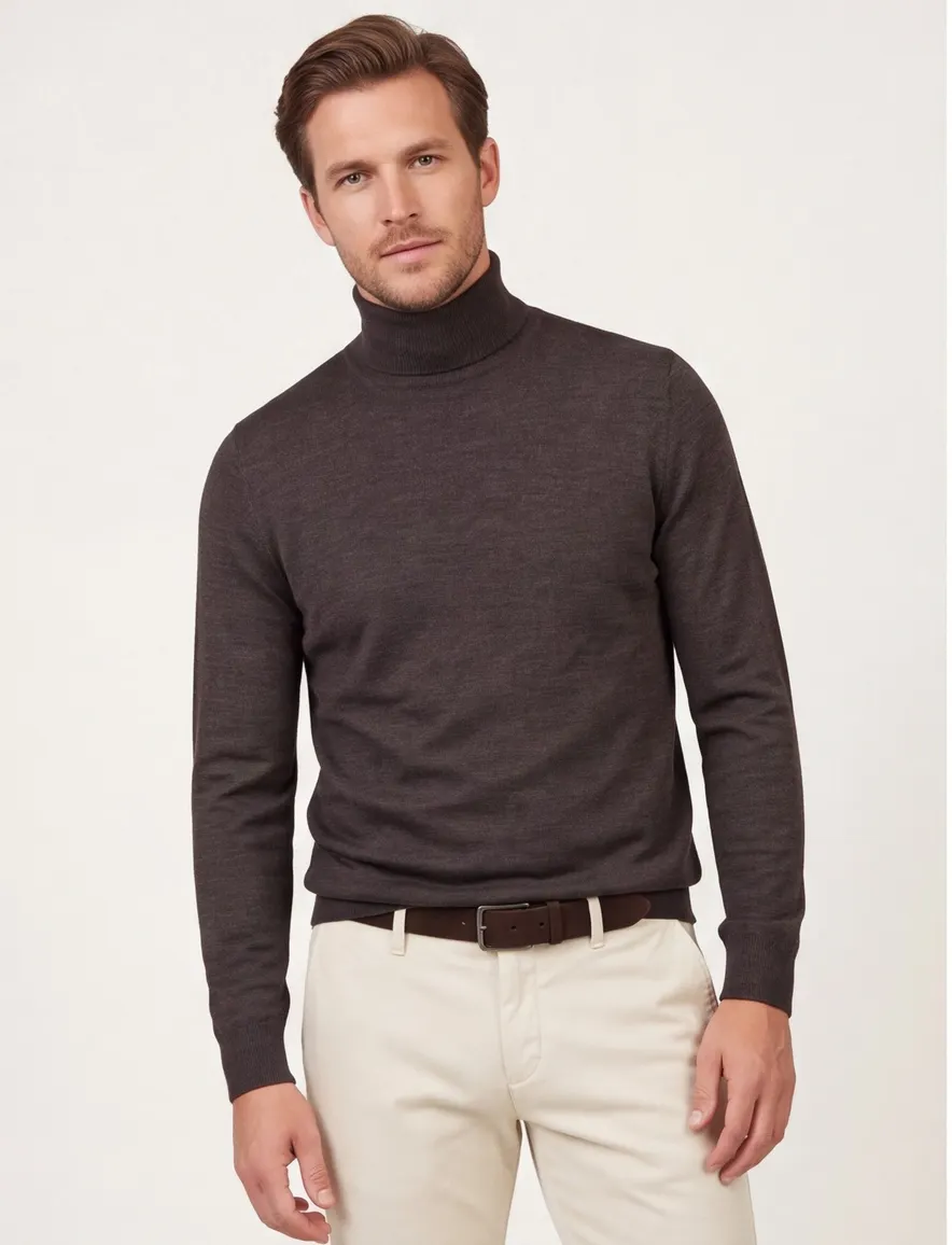 Profuomo coltrui bruin effen wol