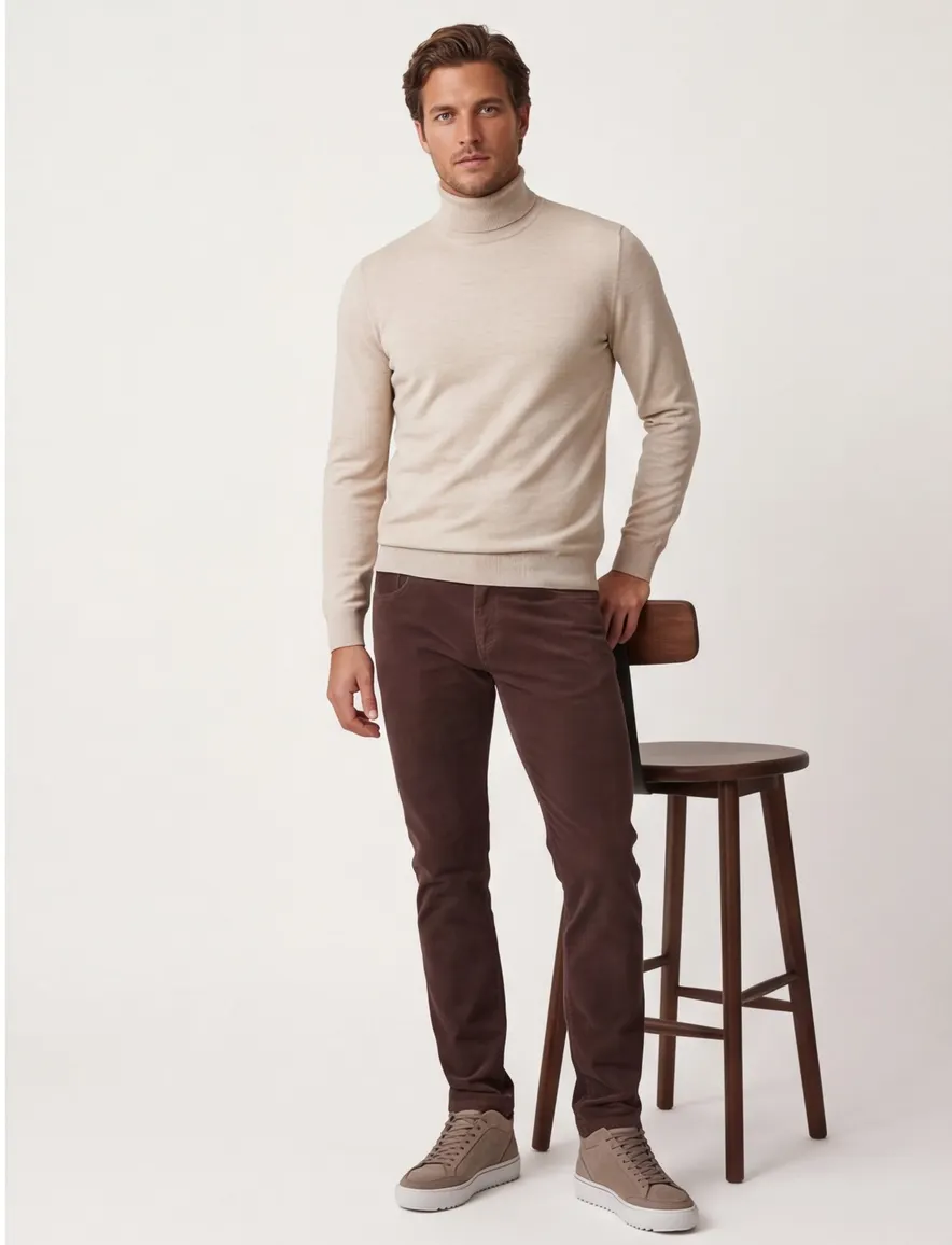 Coltrui Profuomo beige PULLOVER ROLL NECK BEIGE