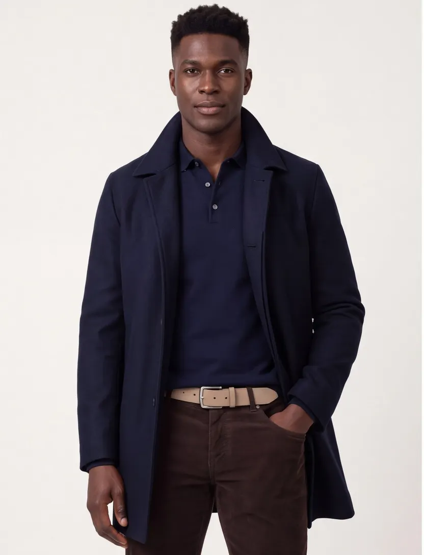 Poloshirt Profuomo donkerblauw wol