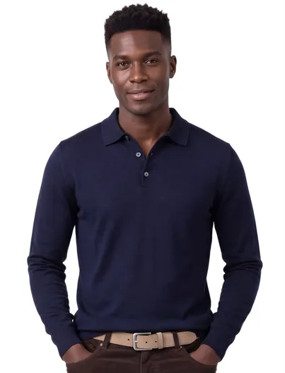 Profuomo Poloshirt Profuomo donkerblauw wol