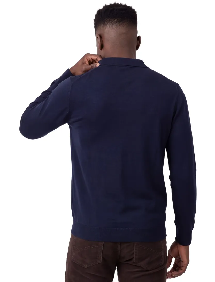 Poloshirt Profuomo donkerblauw wol
