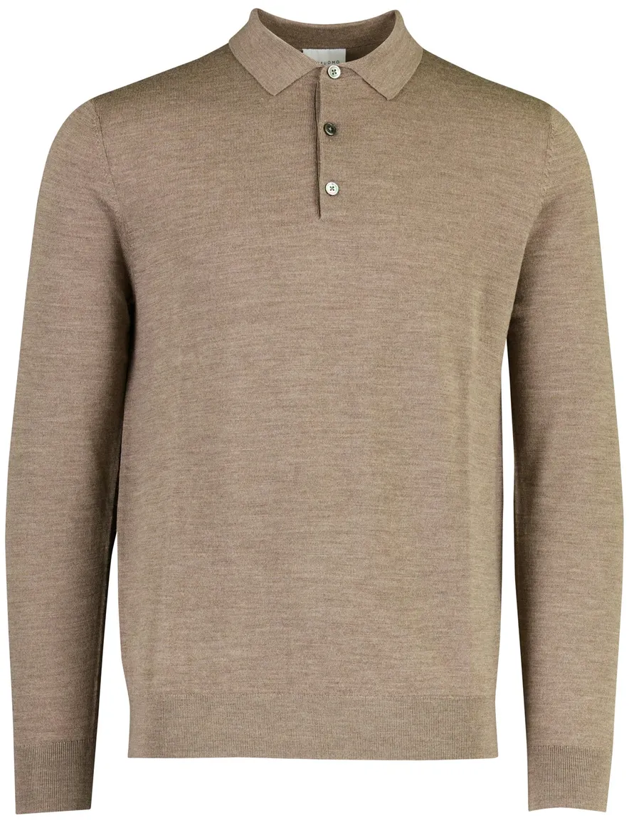 Profuomo poloshirt bruin gemeleerd wol