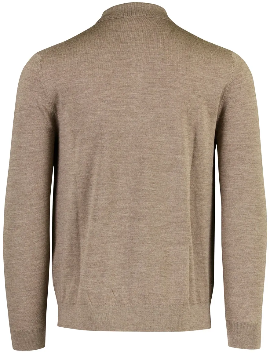 Profuomo poloshirt bruin gemeleerd wol