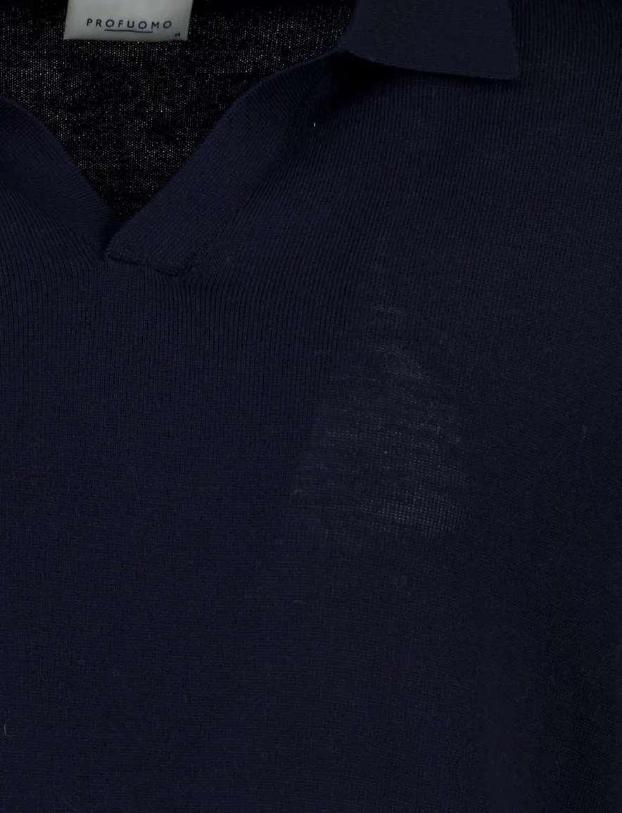Profuomo trui donkerblauw merinowol met polokraag
