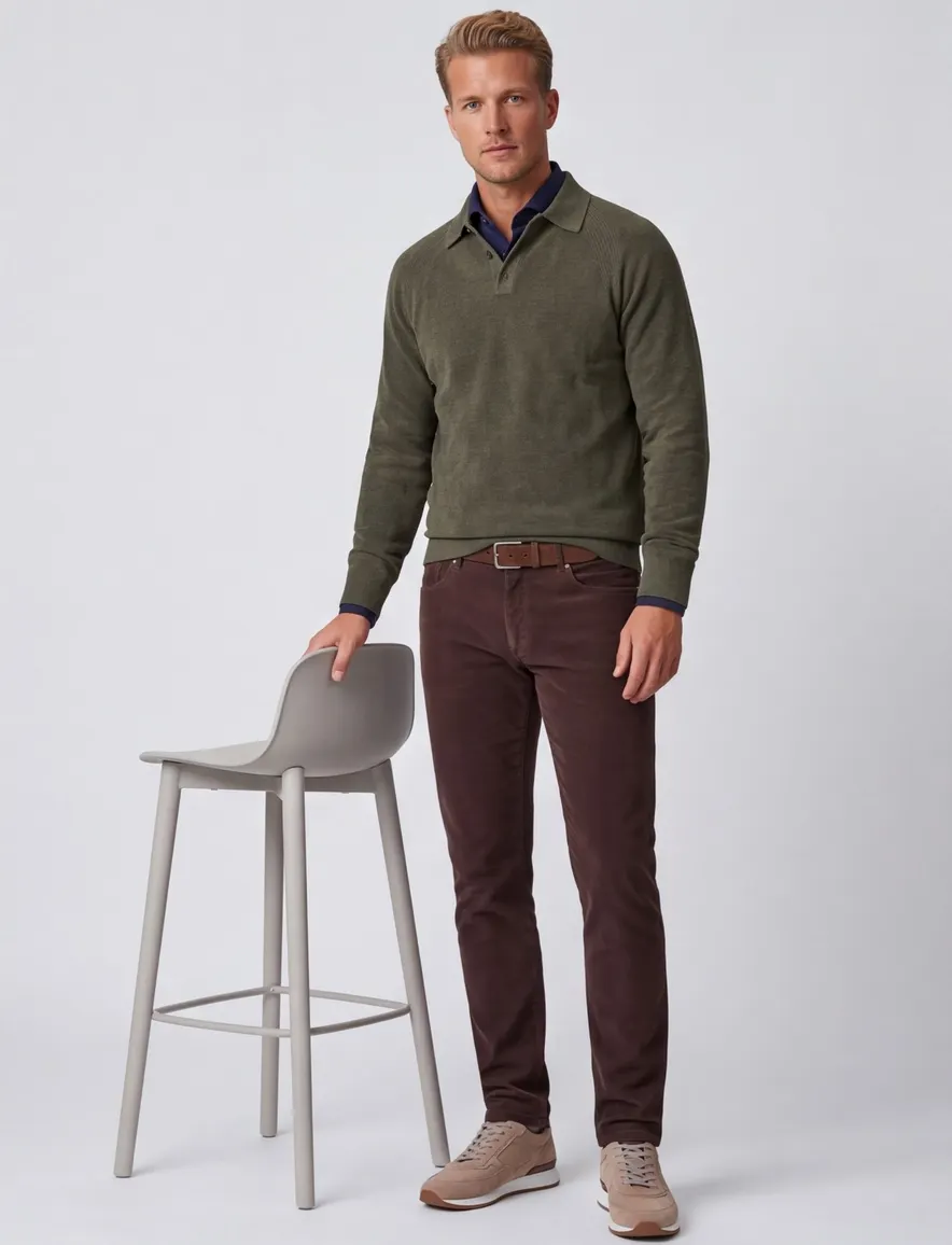 Profuomo trui olijfgroen met knopen