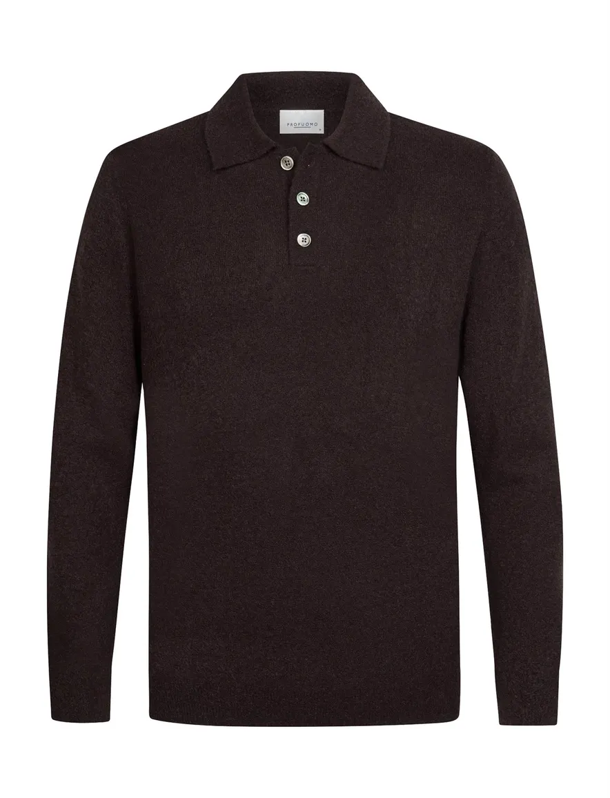 Trui Profuomo aubergine POLO LS AUBERGINE