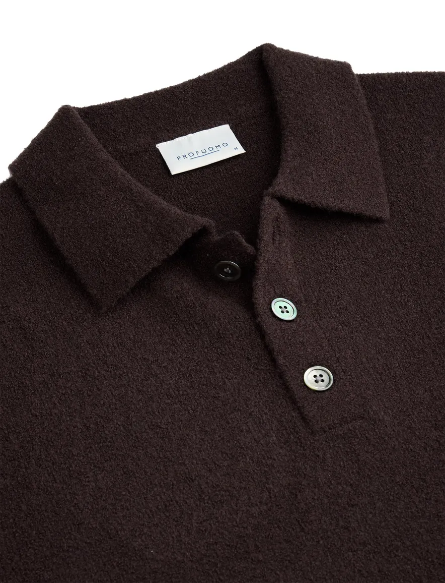 Trui Profuomo aubergine POLO LS AUBERGINE