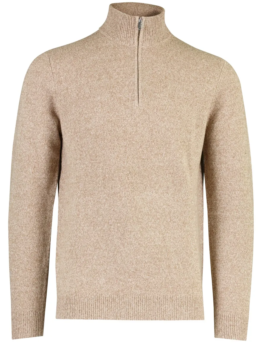 Trui Profuomo bruin PULLOVER HALF ZIP BEIGE