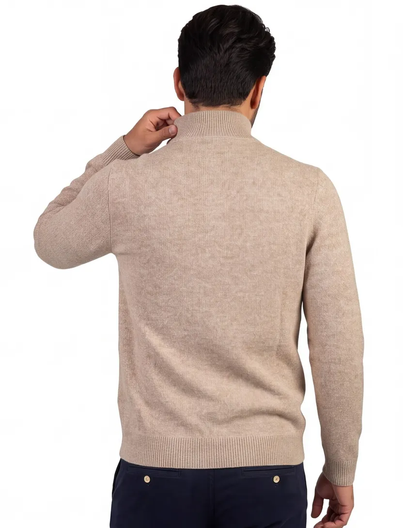 Trui Profuomo bruin wol half zip