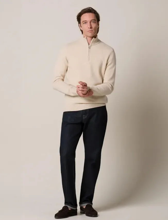 Trui Profuomo creme effen wol