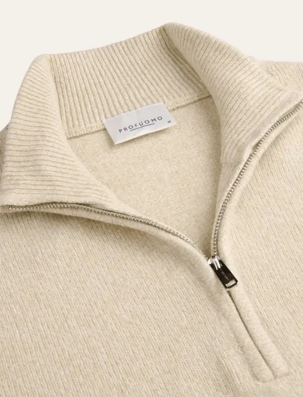 Trui Profuomo creme effen wol