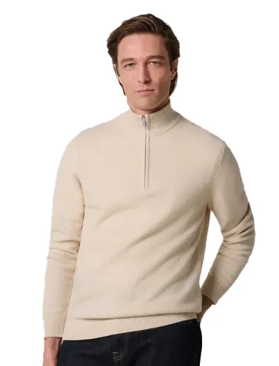 Profuomo Trui Profuomo creme effen wol