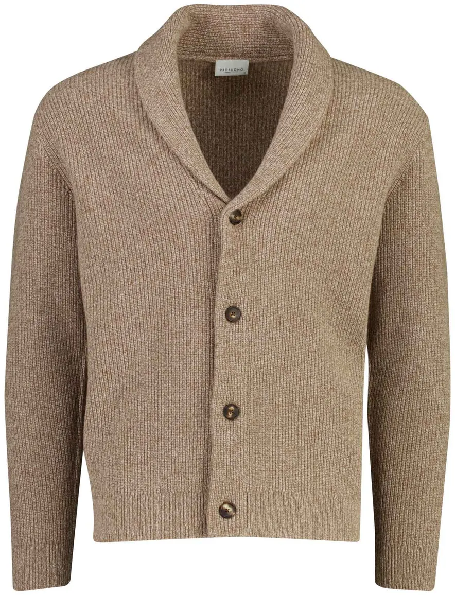 Profuomo vest camel gemeleerd gebreid