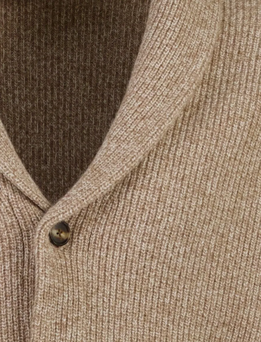 Profuomo vest camel gemeleerd gebreid
