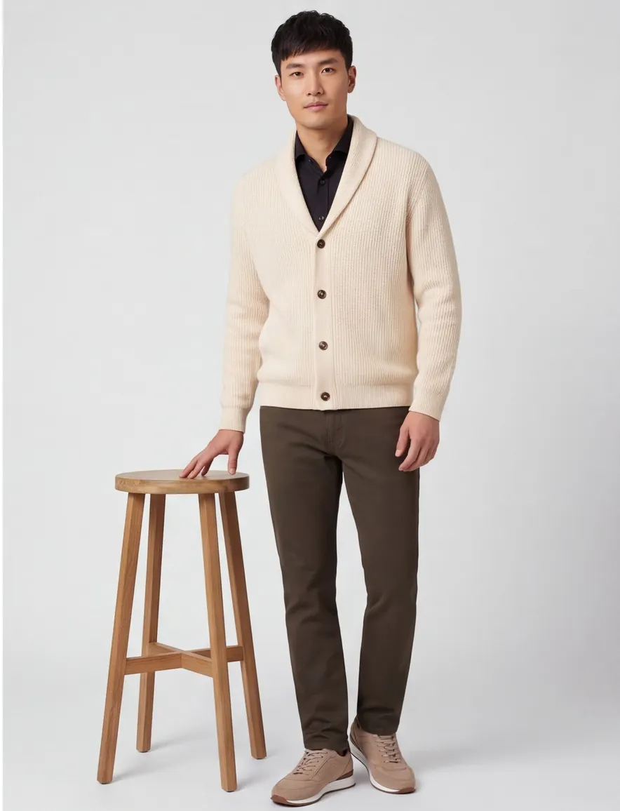 Vest Profuomo beige CARDIGAN SHAWL COLLAR SAN