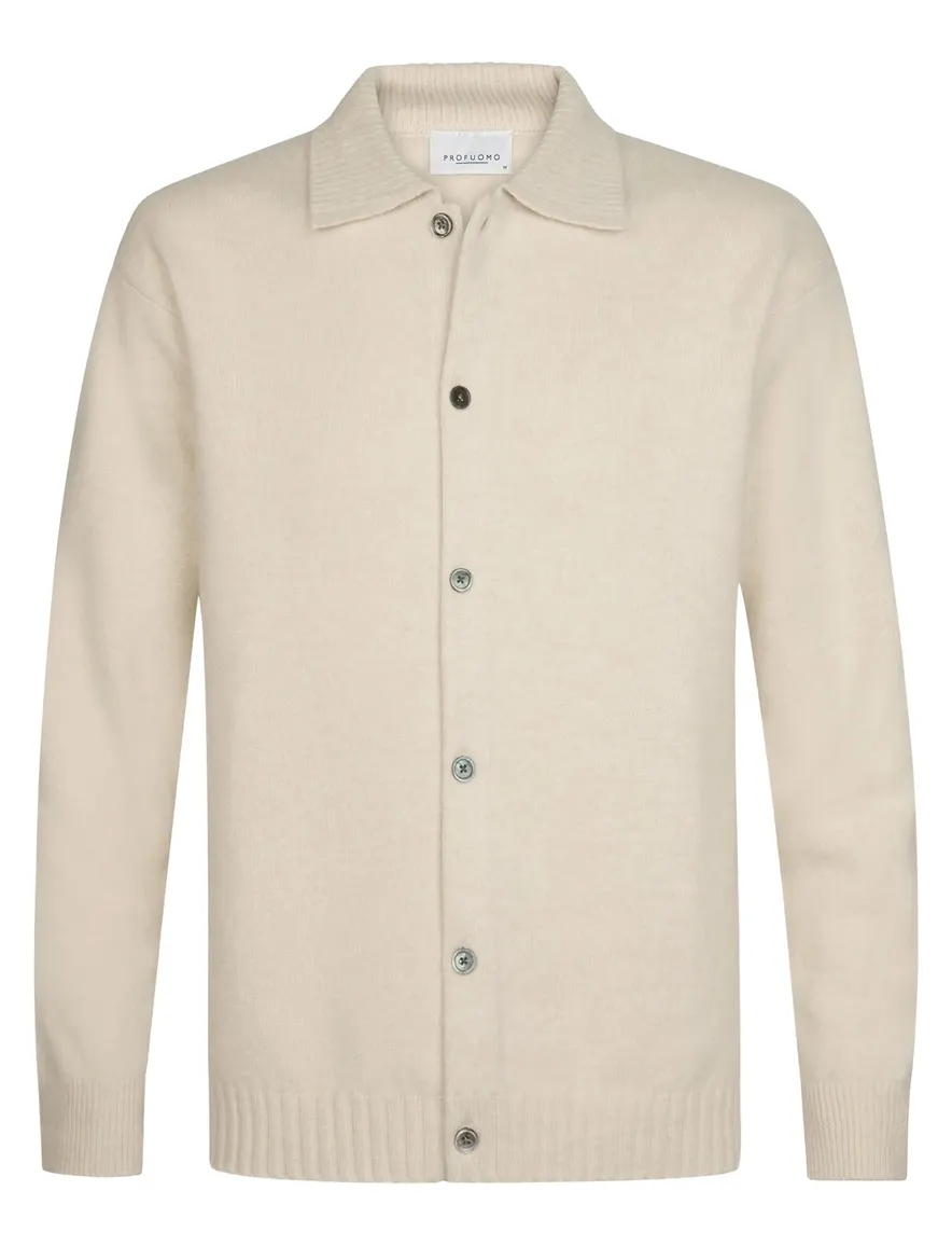 Profuomo vest crème wol met polo kraag