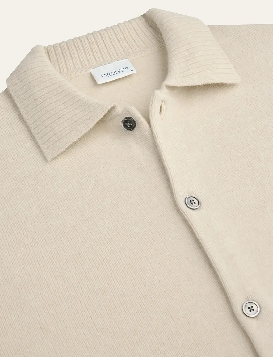 Profuomo vest crème wol met polo kraag