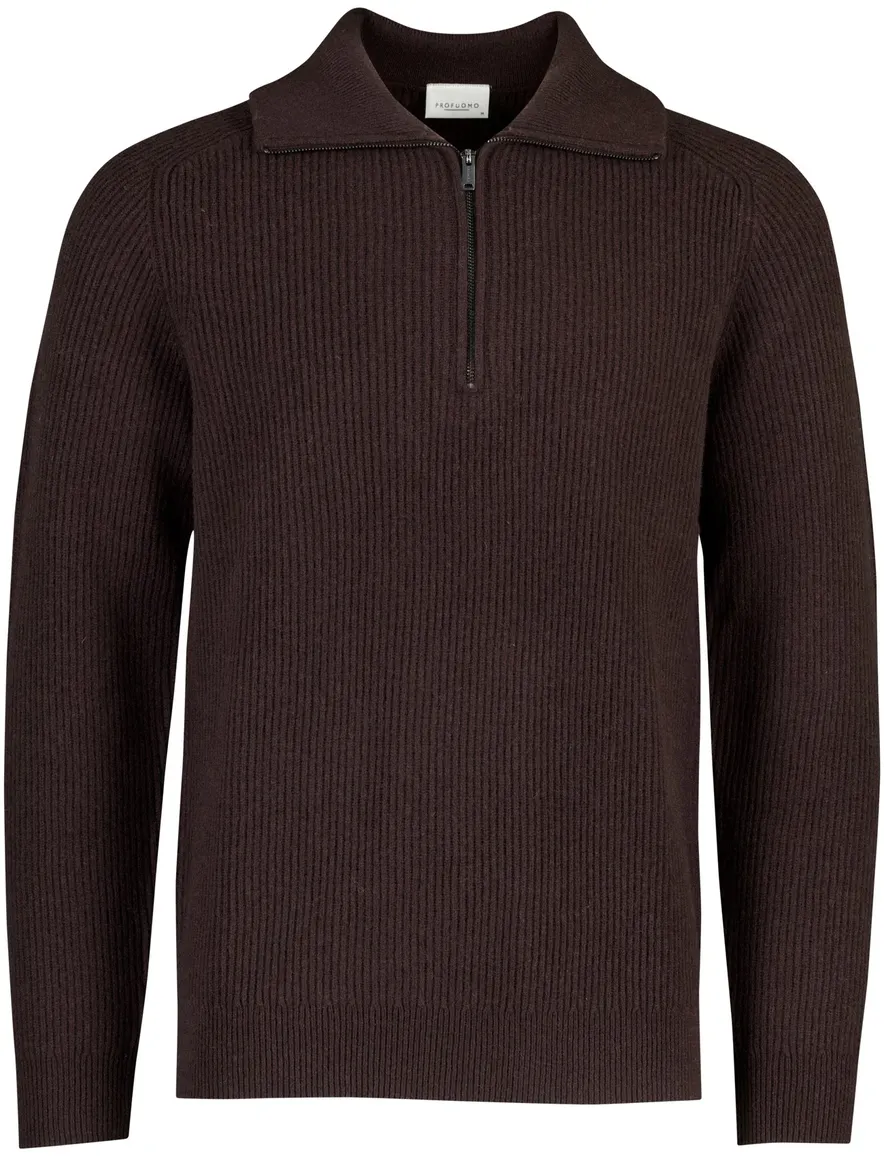Trui Profuomo bruin PULLOVER HALF ZIP D BROWN