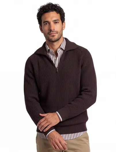 Profuomo Trui Profuomo bruin half zip