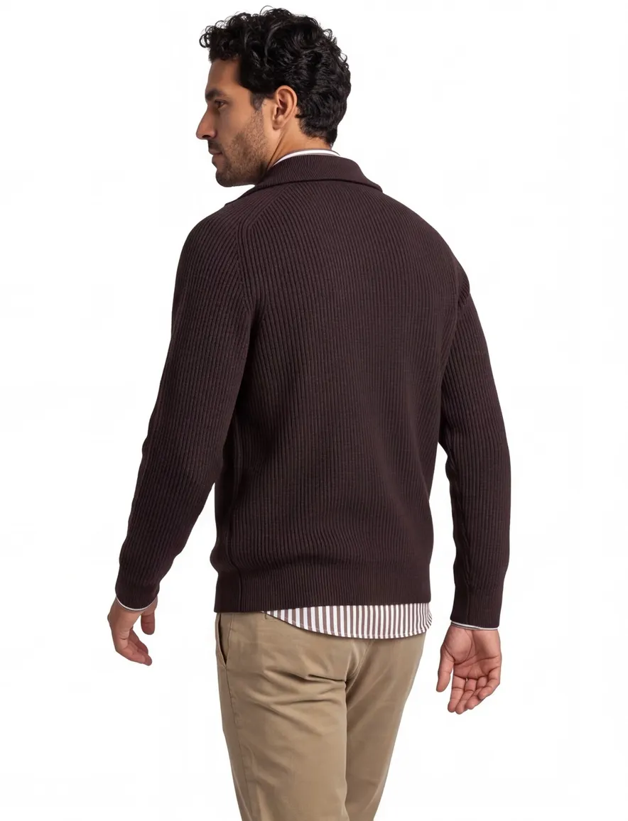 Trui Profuomo bruin PULLOVER HALF ZIP D BROWN
