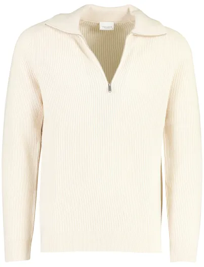 Profuomo Profuomo trui crème half zip gebreid