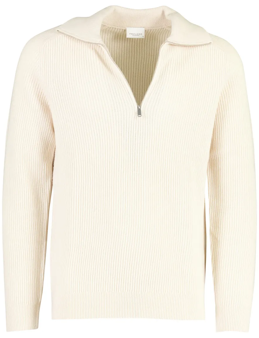 Profuomo trui crème half zip gebreid