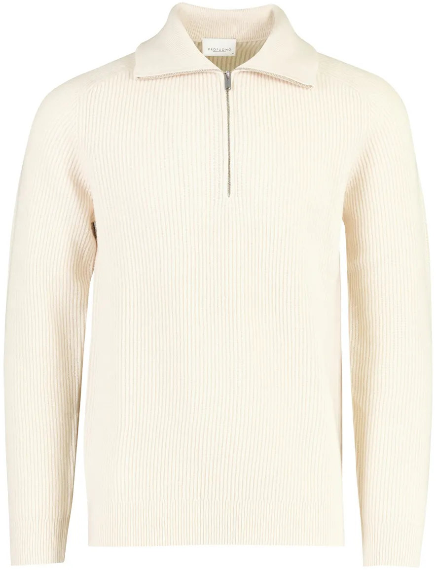 Trui Profuomo creme PULLOVER HALF ZIP SAND