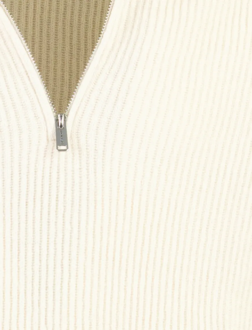 Trui Profuomo creme PULLOVER HALF ZIP SAND