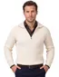 Trui Profuomo creme PULLOVER HALF ZIP SAND
