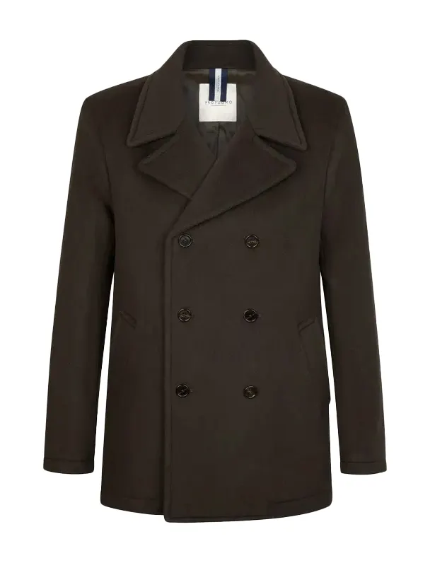 Jas Profuomo bruin OUTERW PEACOAT WOOL D.BRO