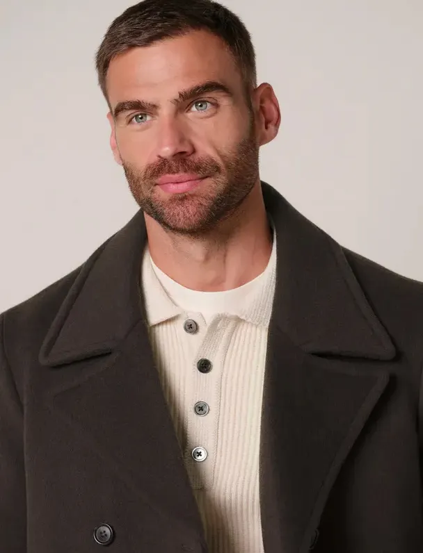 Jas Profuomo bruin OUTERW PEACOAT WOOL D.BRO