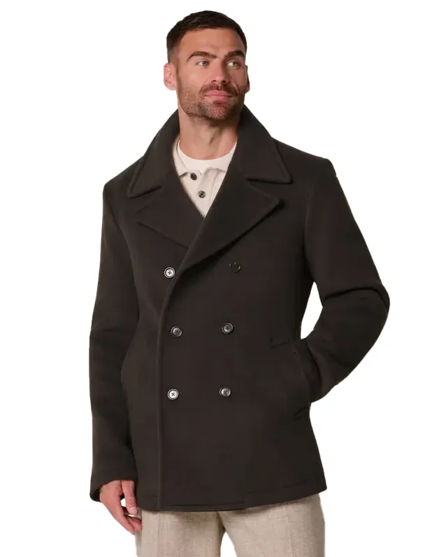 Jas Profuomo bruin OUTERW PEACOAT WOOL D.BRO