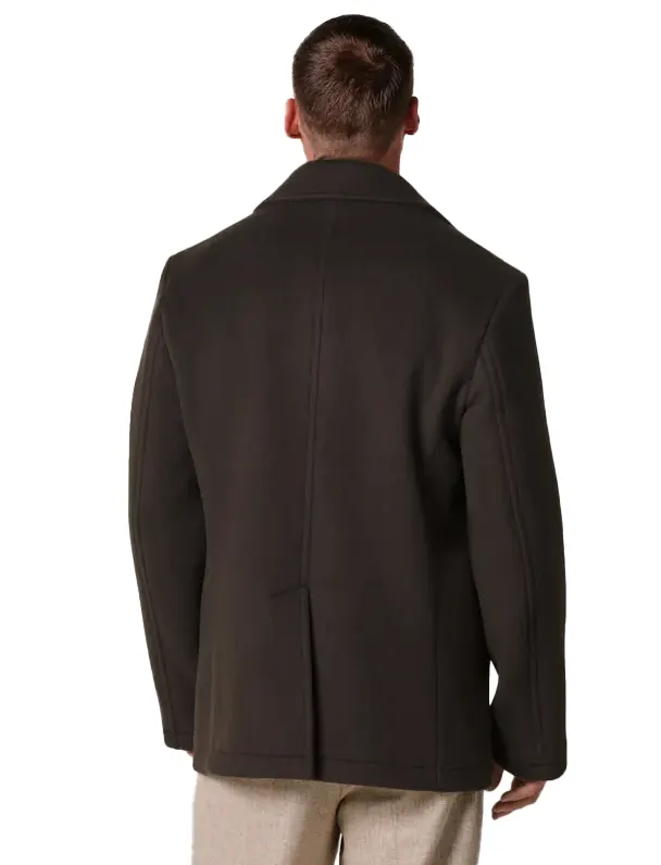 Jas Profuomo bruin OUTERW PEACOAT WOOL D.BRO