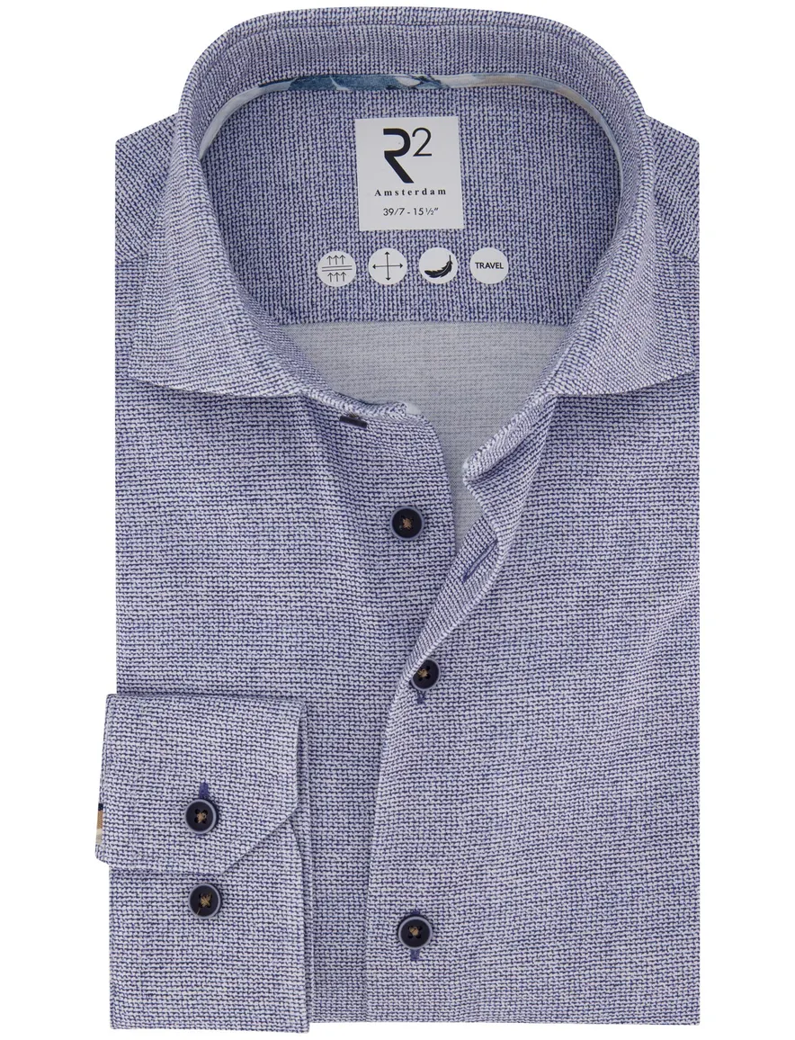 R2 overhemd blauw geprint