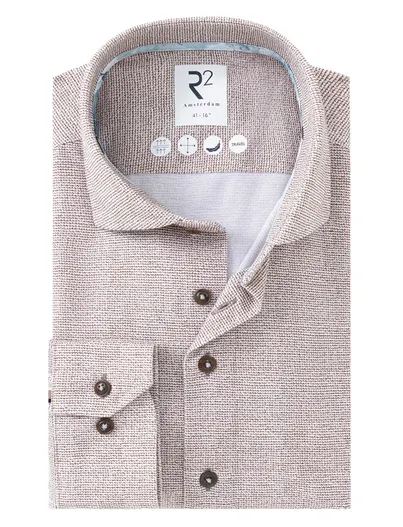 R2 R2 overhemd beige geprint