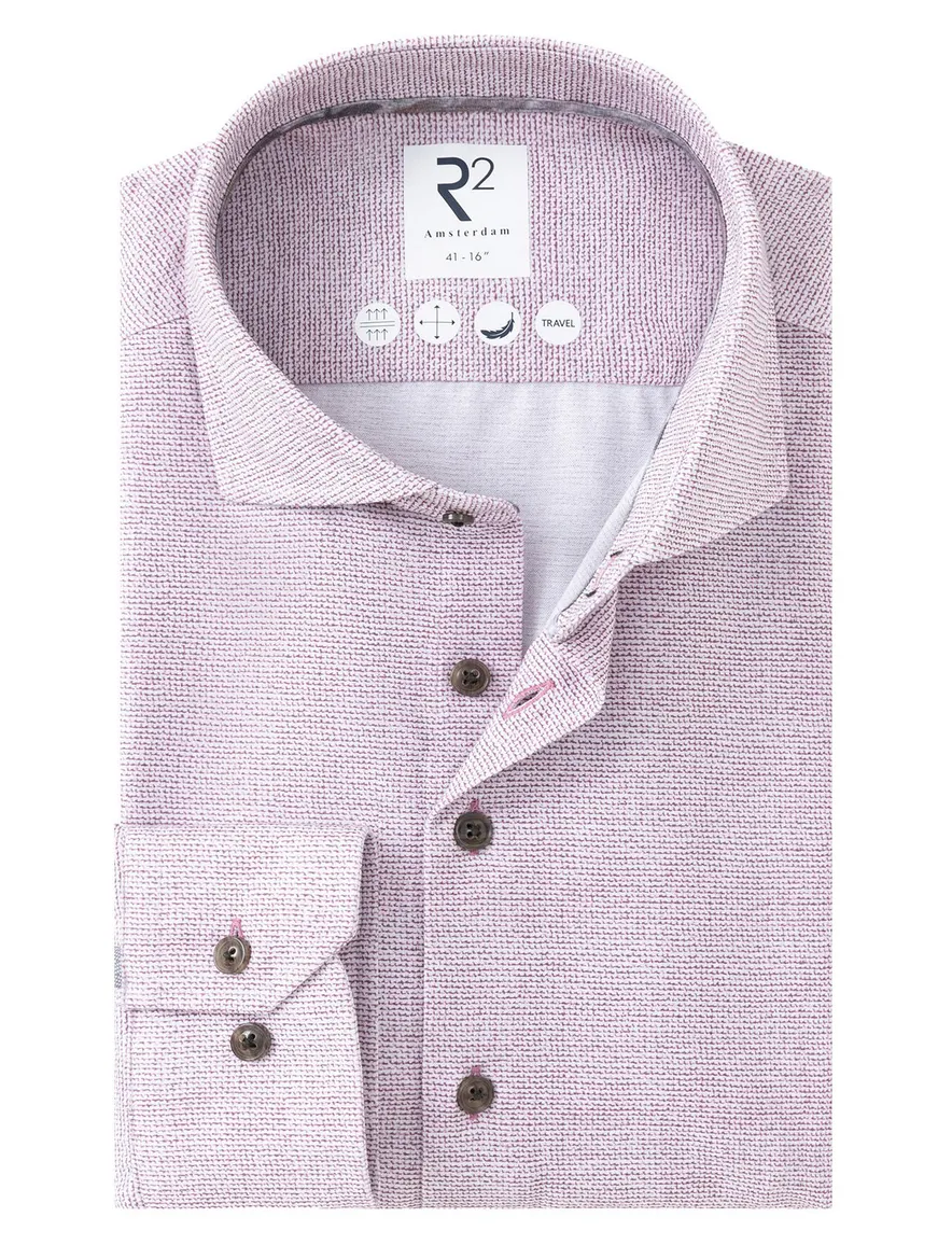 Overhemd R2 ml 7 roze gemeleerd