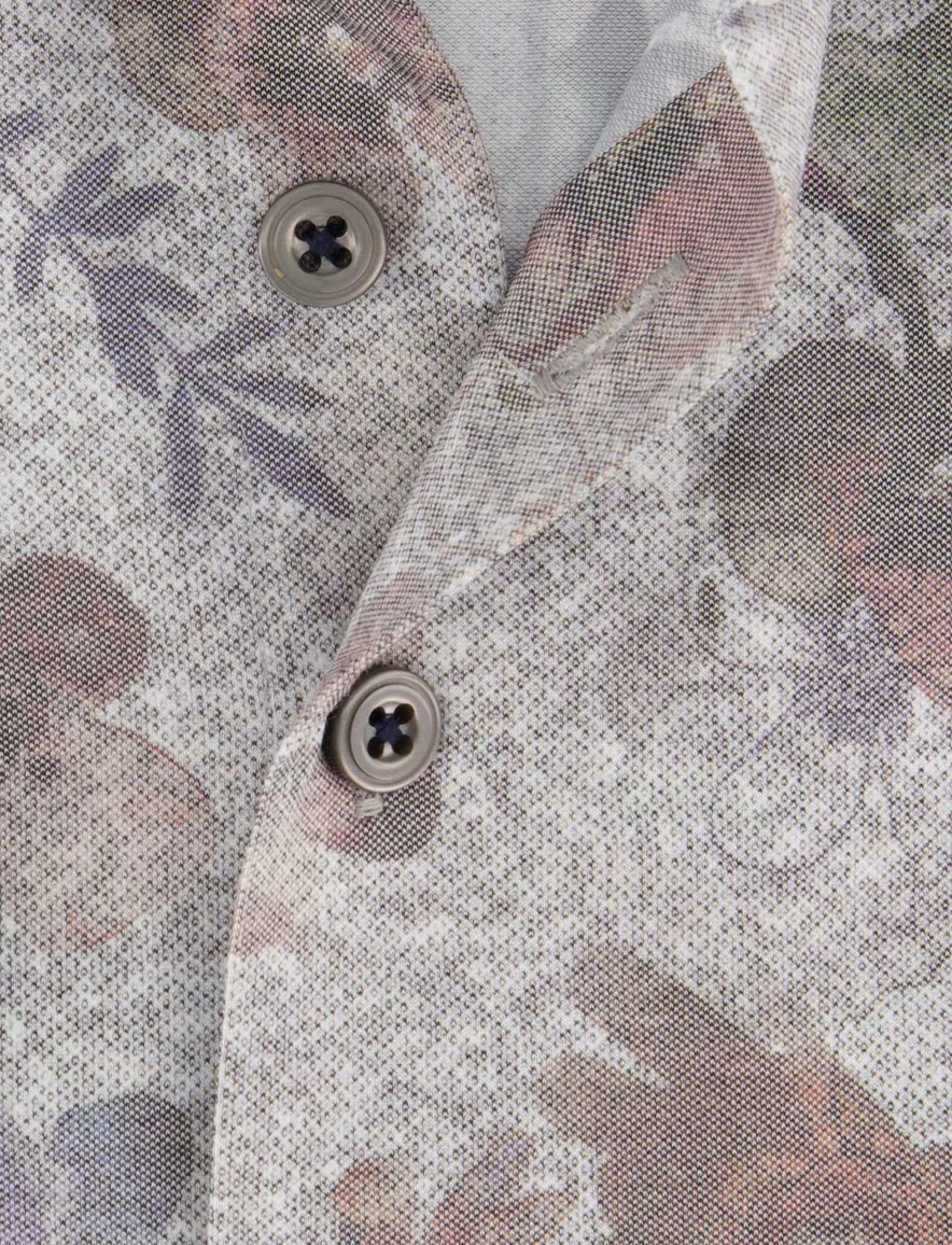 R2 overhemd grijs geprint stretch