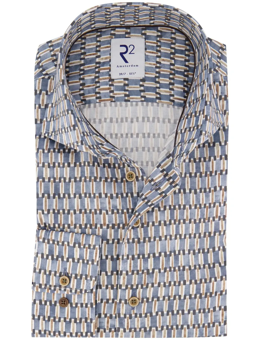 Blauw overhemd R2 geprint