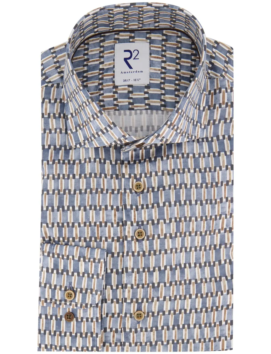 Blauw overhemd R2 geprint