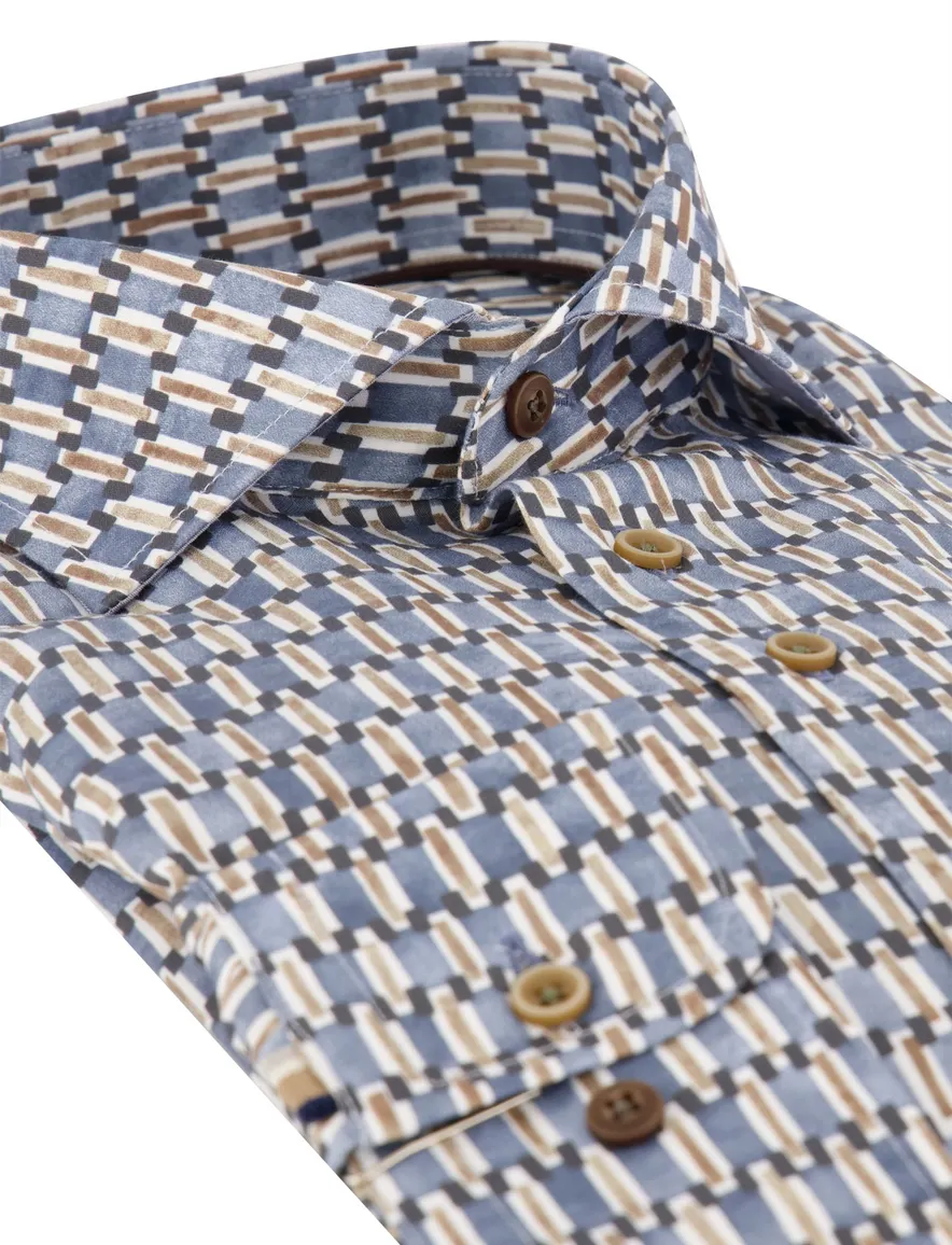 Blauw overhemd R2 geprint