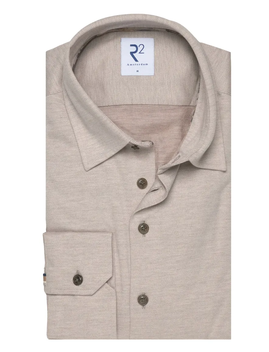 R2 overhemd beige effen